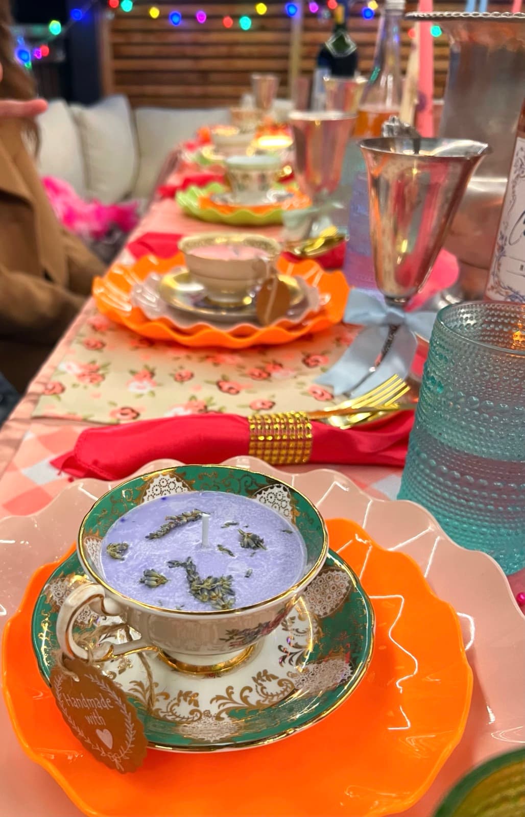 Vintage teacups set for a garden tea party